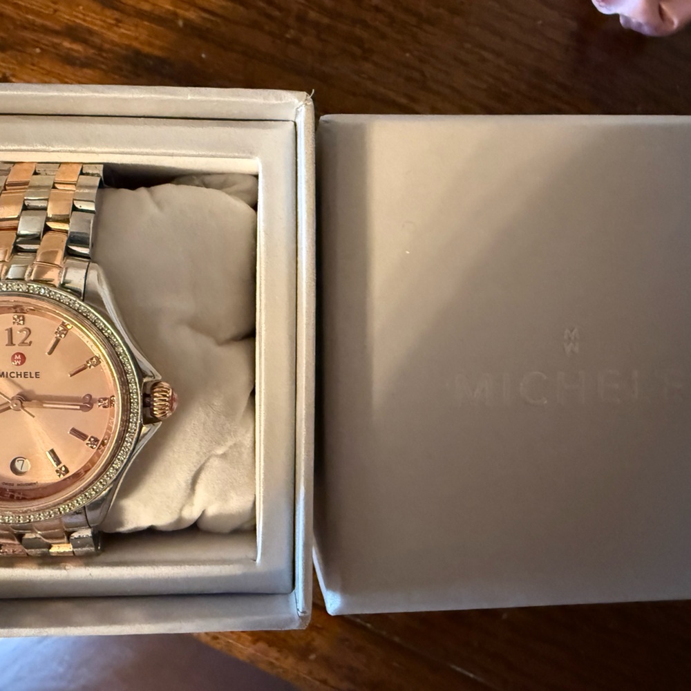 Michele Belmore Stainless and Rose Ladies Watch with Diamonds! - Picture 8 of 8